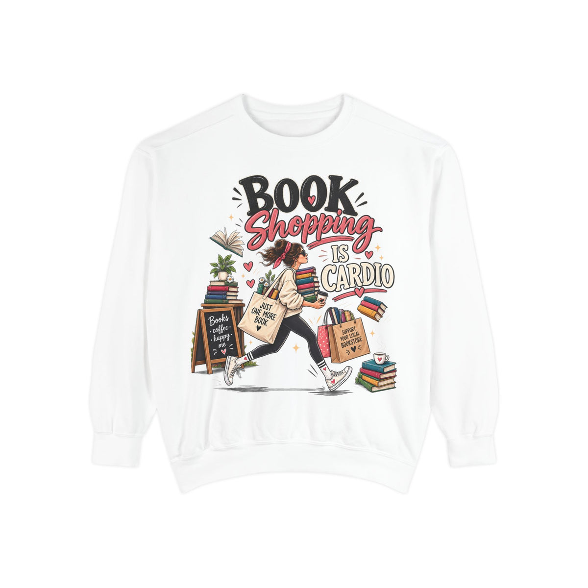 Book Shopping Is Cardio Sweatshirt — Cute Booklover Reading Crewneck