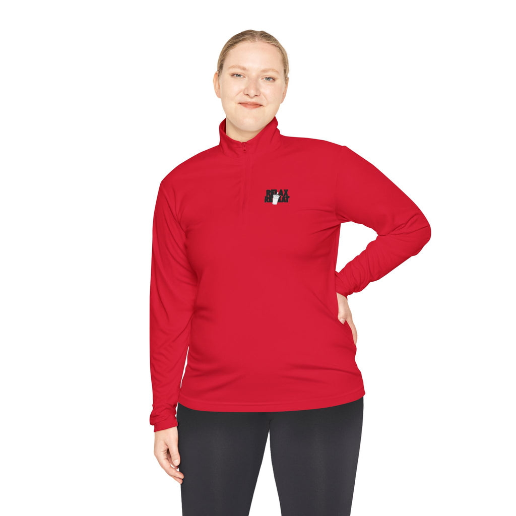 Quarter-Zip Pullover — Minimal Small Black 'STAY' Chest Logo, Lightweight Casual Layer