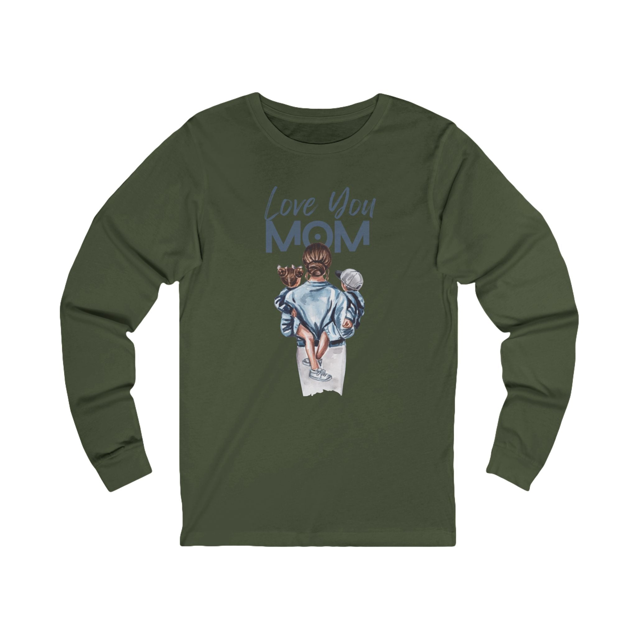 Love You Mom Long Sleeve Tee — Mother & Children Illustration