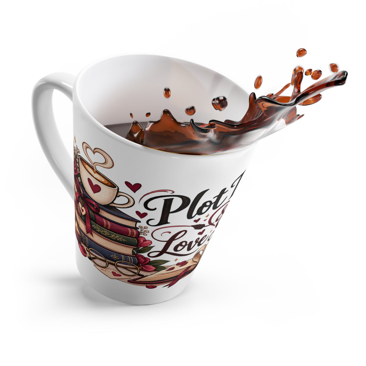 Latte Mug — "Plot Twists & Love Stories" Book Lover Coffee Mug