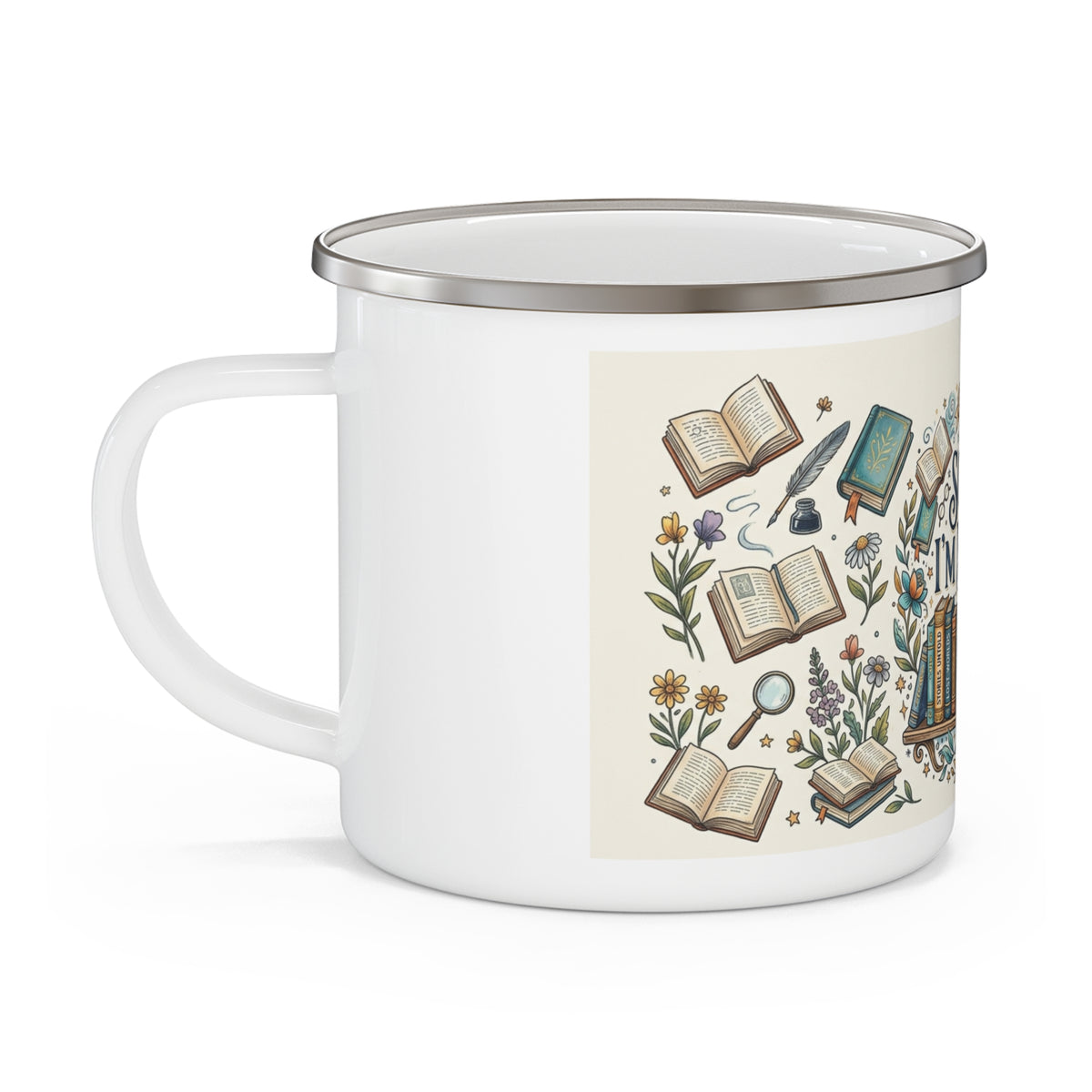 Sorry I'm Booked Enamel Camping Mug – Booklover Rustic Outdoor Coffee Cup