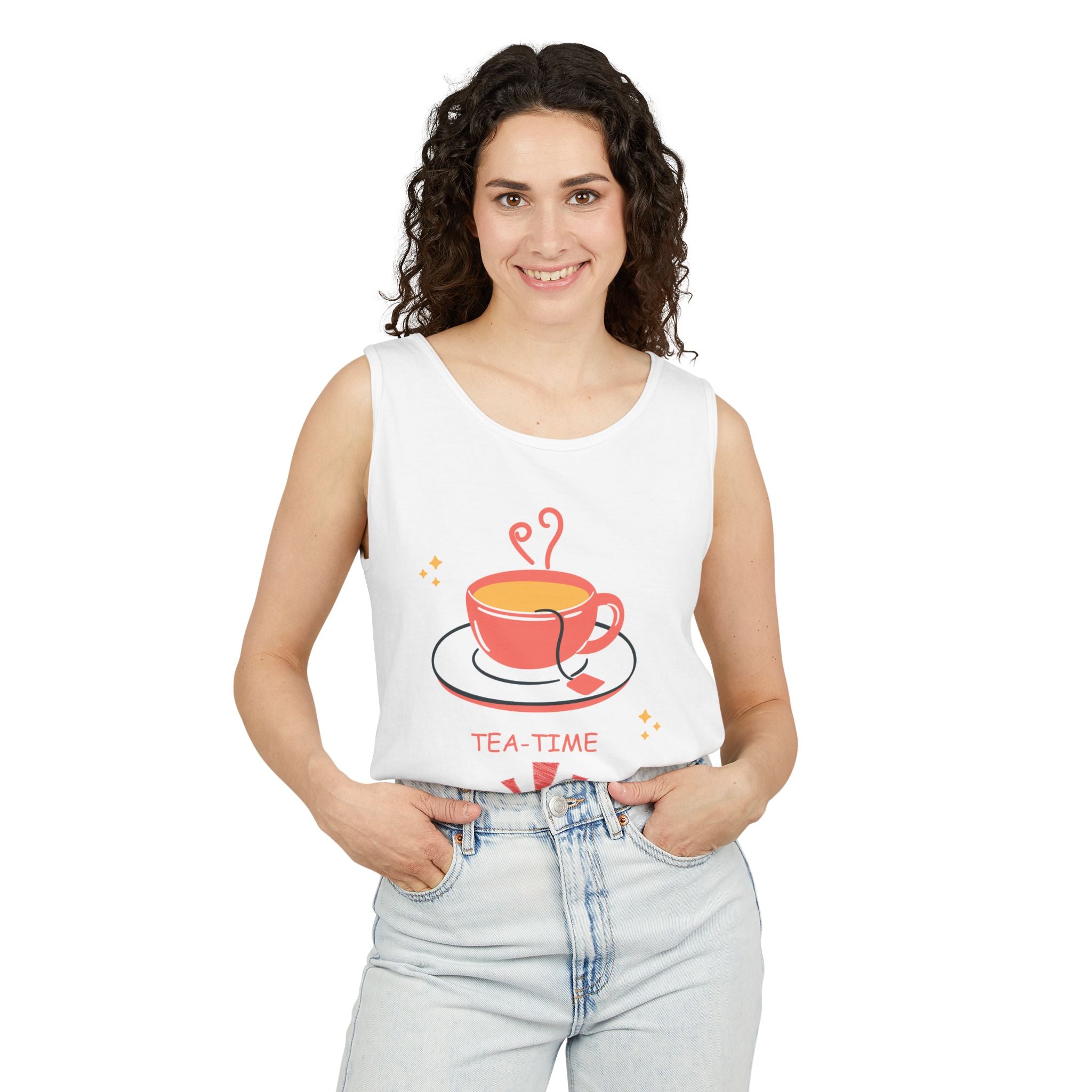 Tea Time Tank Top — Cute Steaming Teacup Graphic