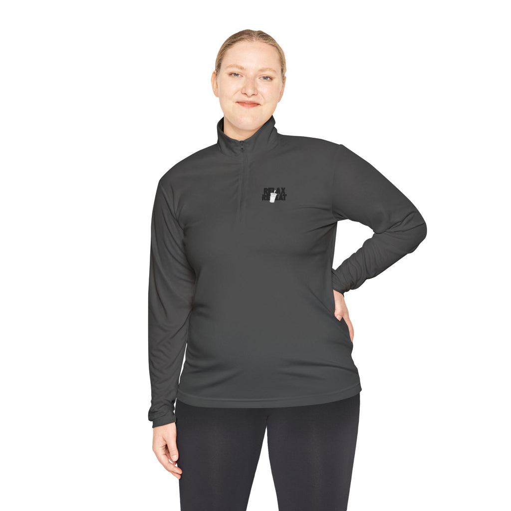 Quarter-Zip Pullover — Minimal Small Black 'STAY' Chest Logo, Lightweight Casual Layer
