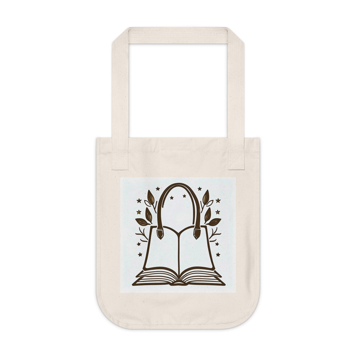Book Lover Tote Bag — Floral Open Book Illustration Organic Canvas Tote