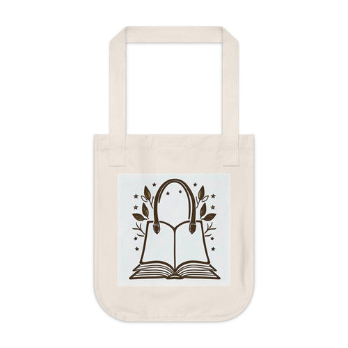 Book Lover Tote Bag — Floral Open Book Illustration Organic Canvas Tote
