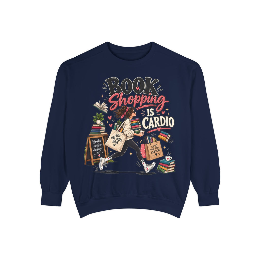 Book Shopping Is Cardio Sweatshirt — Cute Booklover Reading Crewneck