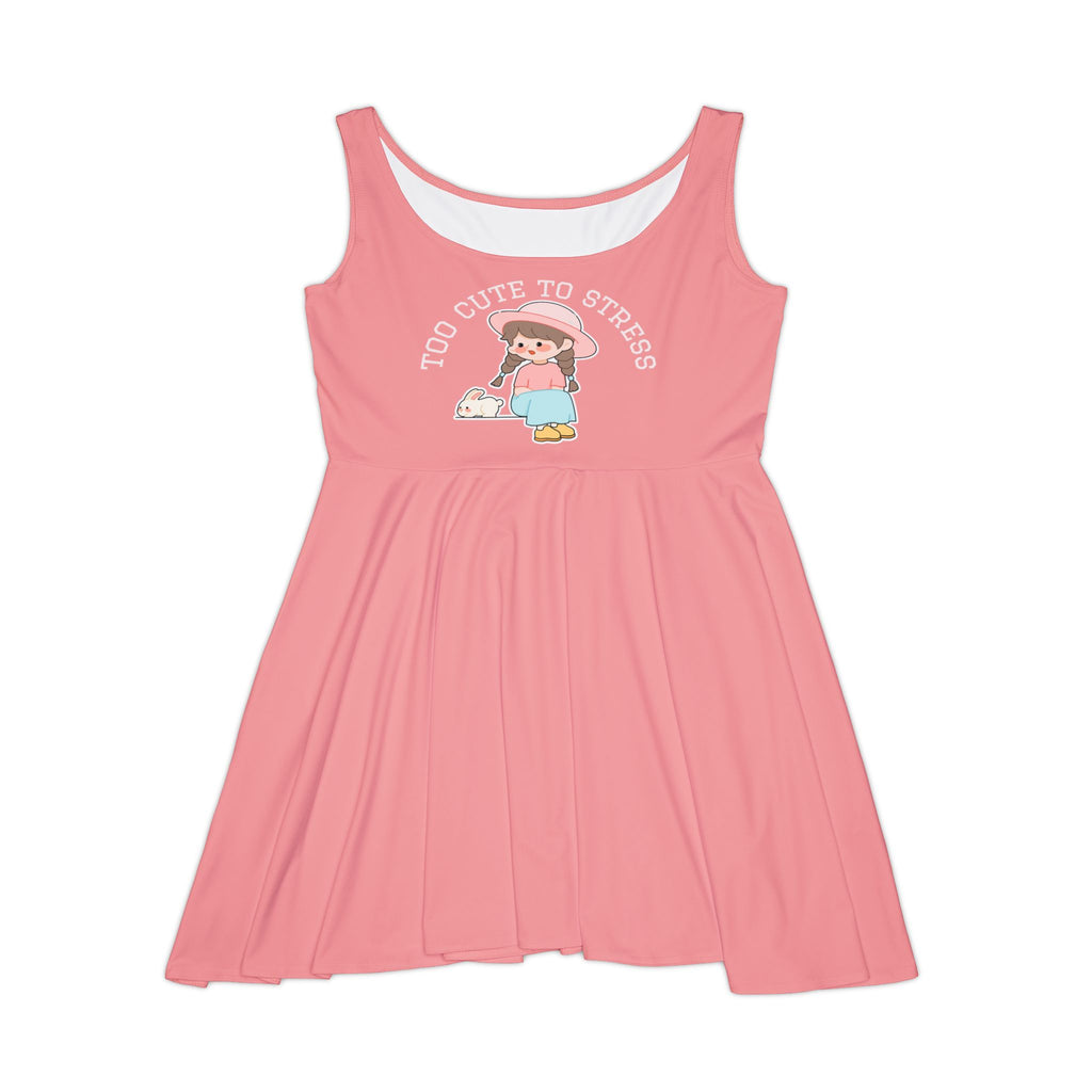 Too Cute to Stress Skater Dress - Pink Cute Girl Graphic