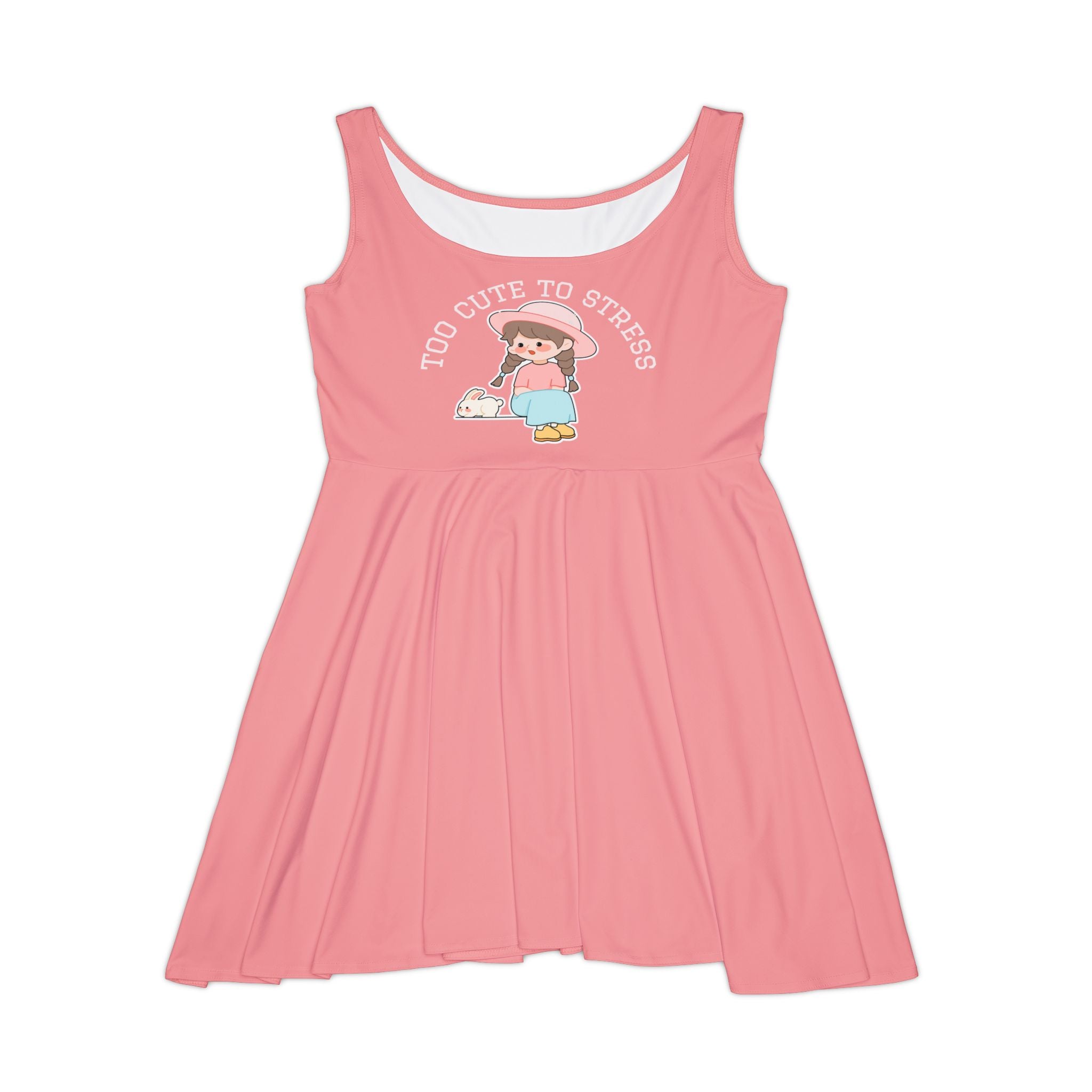 Too Cute to Stress Skater Dress - Pink Cute Girl Graphic