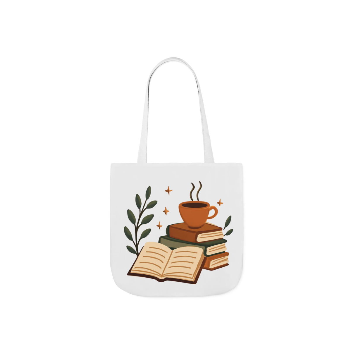 Cozy Books & Coffee Canvas Tote