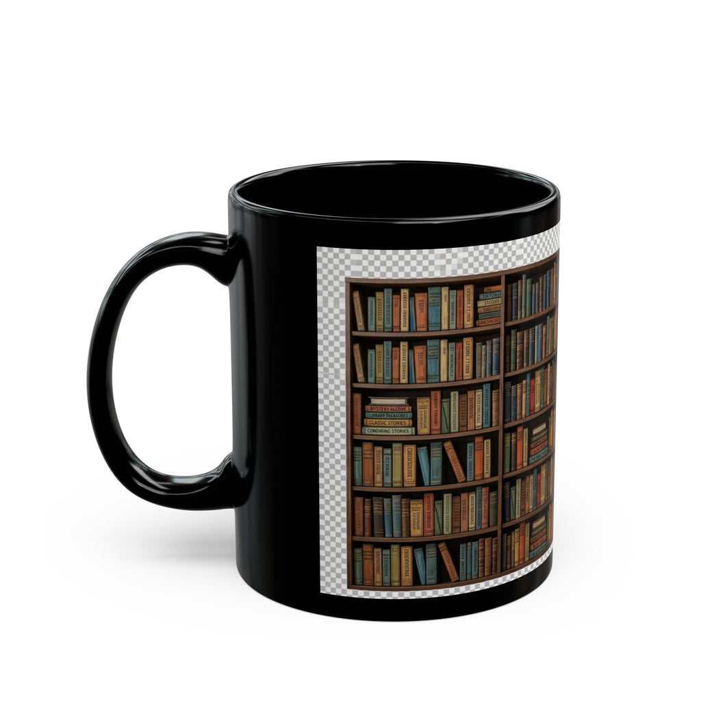Library Bookshelf Coffee Mug — Vintage Book Lover Gift (11oz, 15oz)