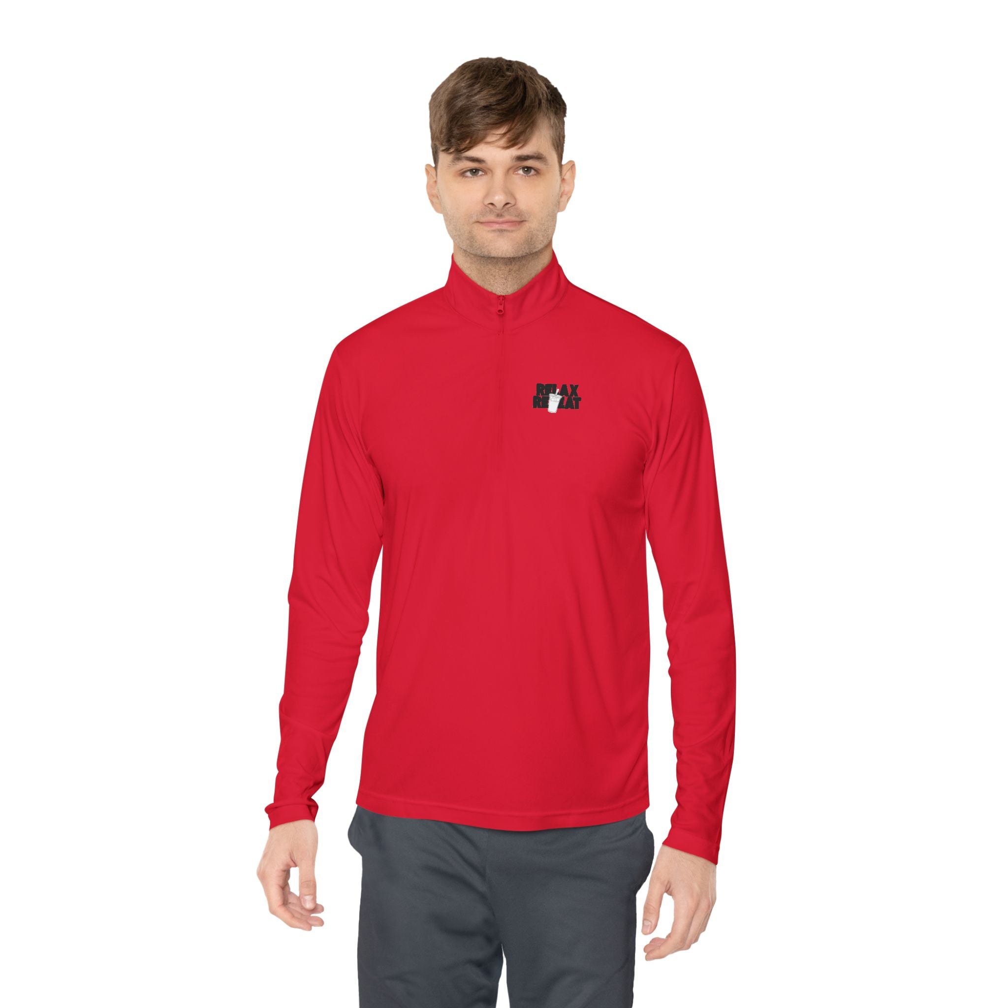 Quarter-Zip Pullover — Minimal Small Black 'STAY' Chest Logo, Lightweight Casual Layer