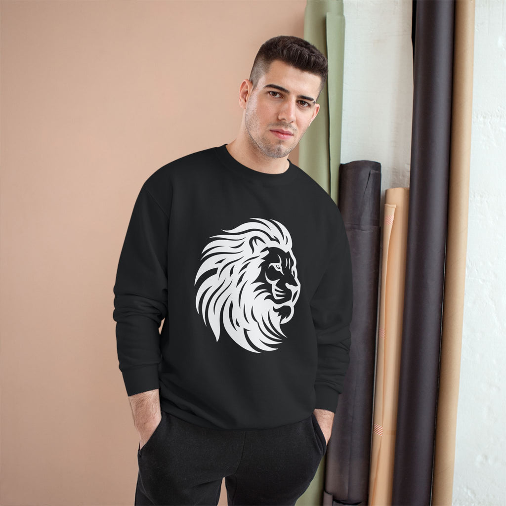 Lion Graphic Sweatshirt — Bold White Mane Crewneck for Men & Women