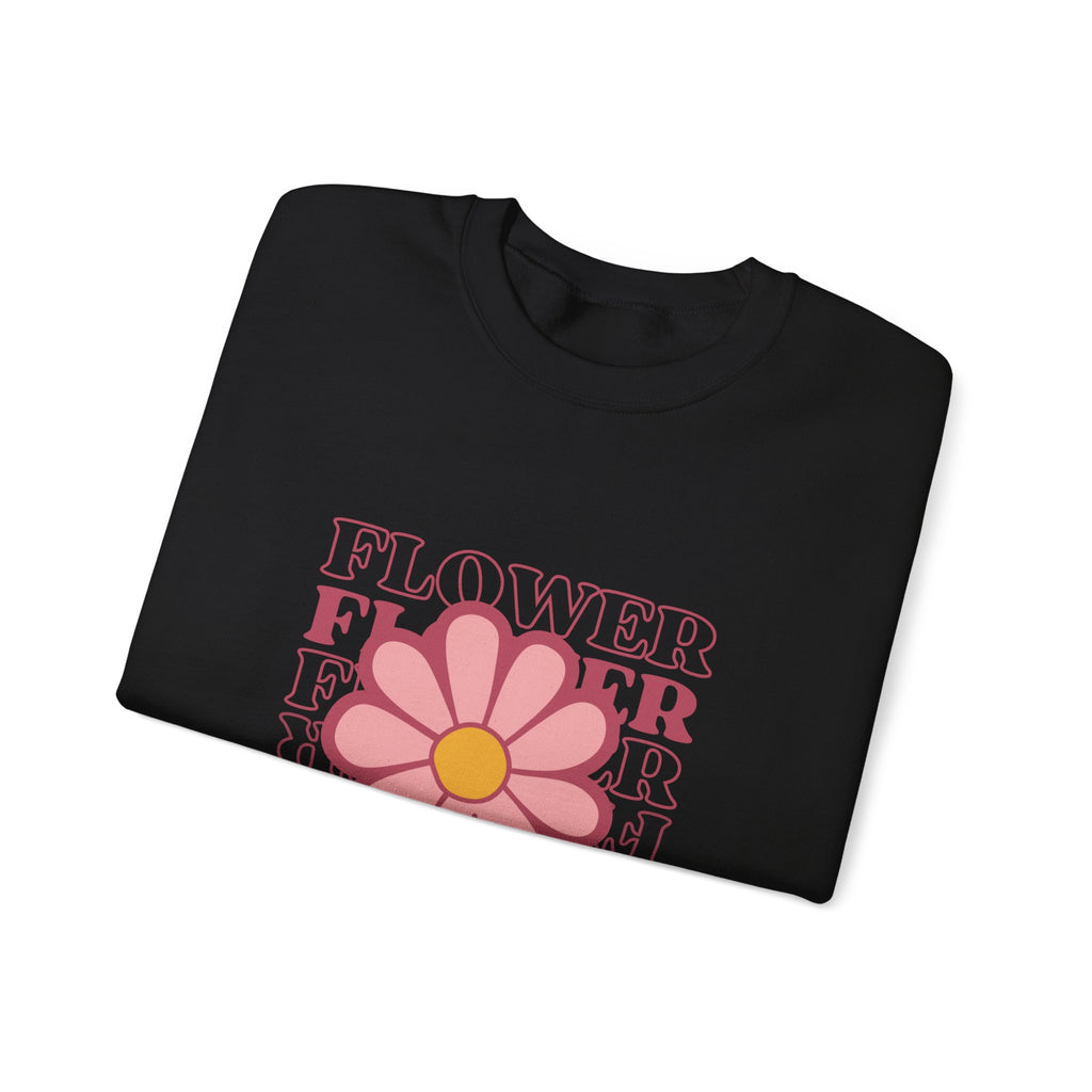 Flower Crewneck Sweatshirt — Retro Pink Daisy Graphic