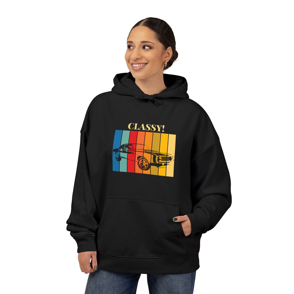 Vintage Surfboard Hoodie — Retro Rainbow 'Surf' Graphic Pullover