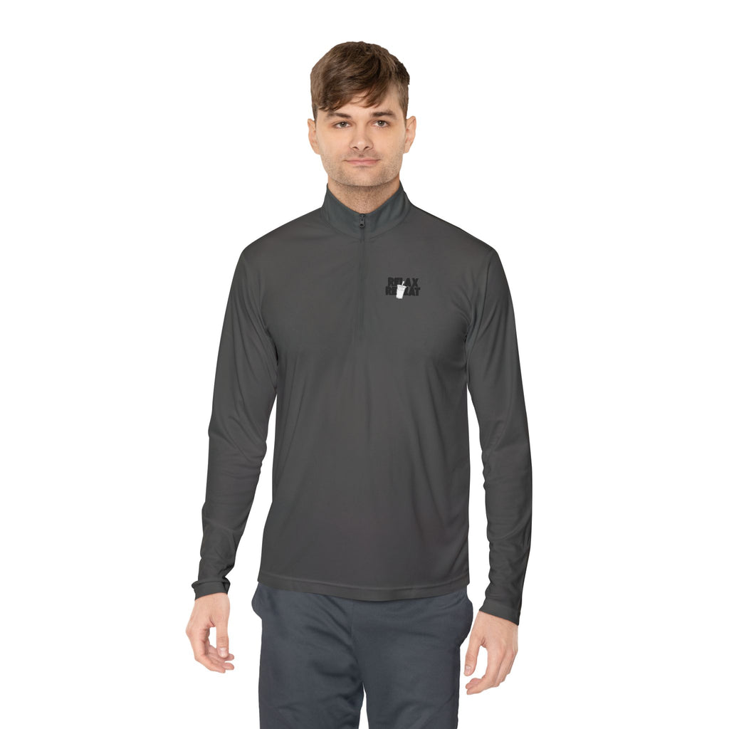 Quarter-Zip Pullover — Minimal Small Black 'STAY' Chest Logo, Lightweight Casual Layer