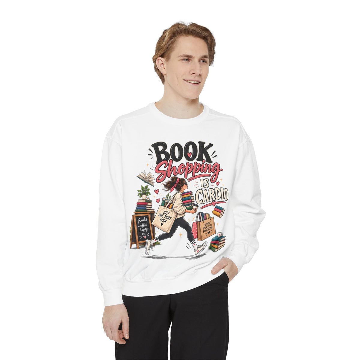 Book Shopping Is Cardio Sweatshirt — Cute Booklover Reading Crewneck