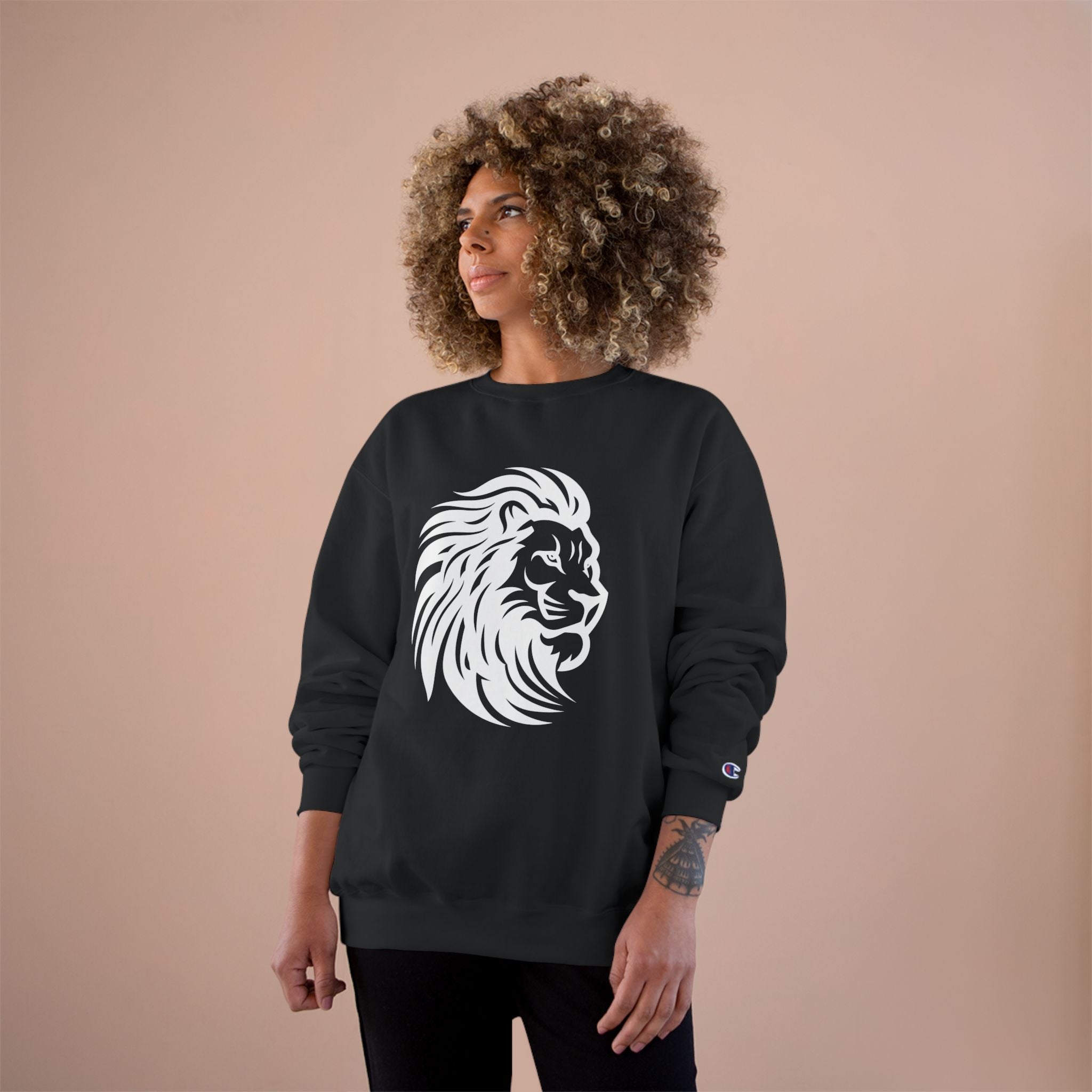 Lion Graphic Sweatshirt — Bold White Mane Crewneck for Men & Women