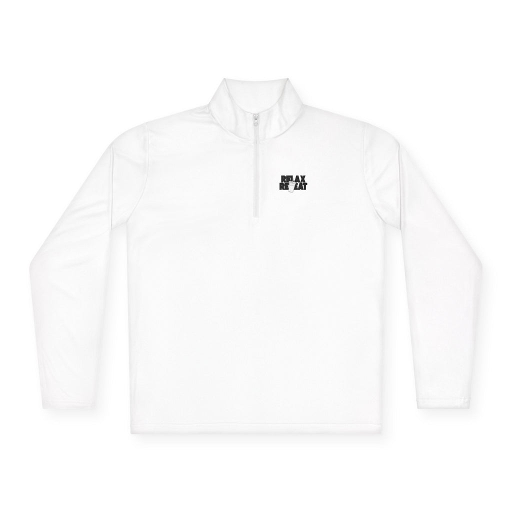 Quarter-Zip Pullover — Minimal Small Black 'STAY' Chest Logo, Lightweight Casual Layer