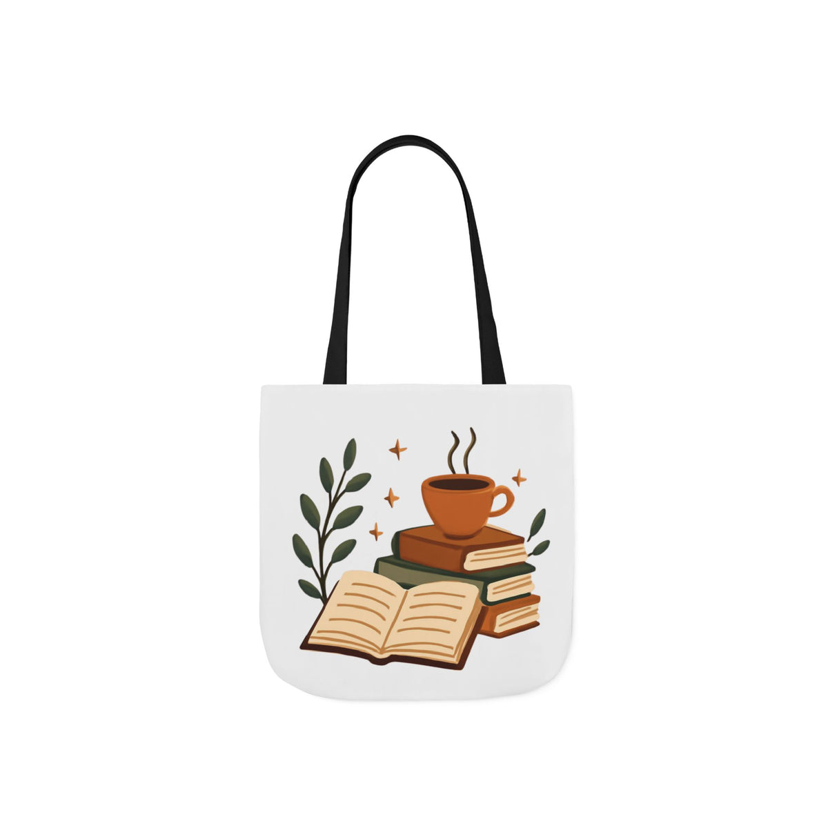 Cozy Books & Coffee Canvas Tote