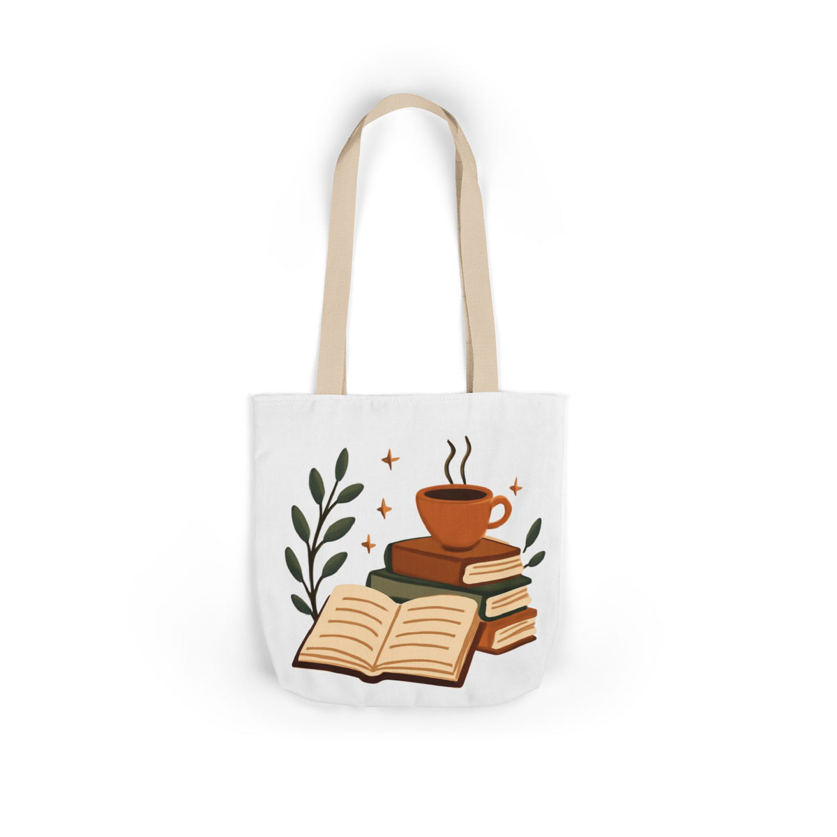 Cozy Books & Coffee Canvas Tote